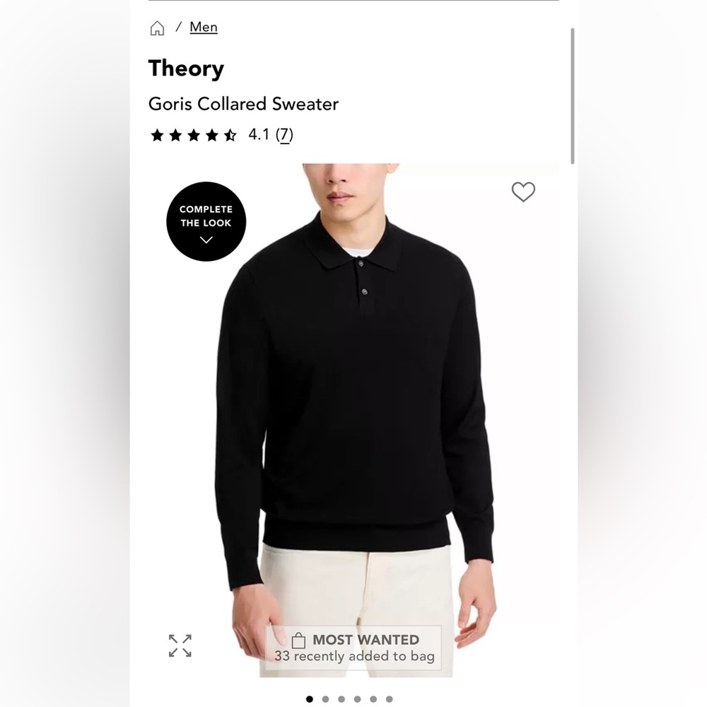 Theory Black Polo Sweater